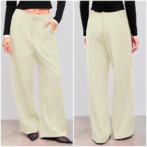CIDER Women’s Size L Beige High Waist Pleated Wide Leg Pants Trousers Career